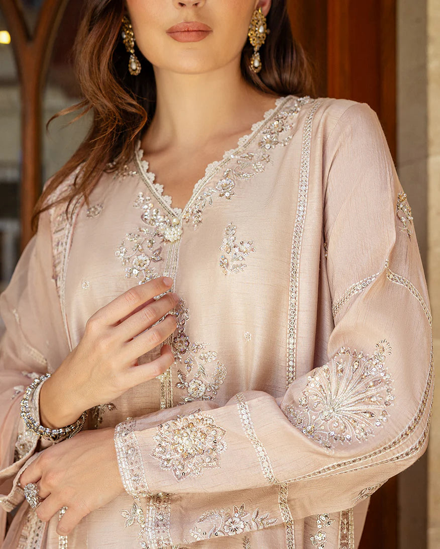 FABRIC: KOREAN RAW SILK COLOR: ROSE BEIGE