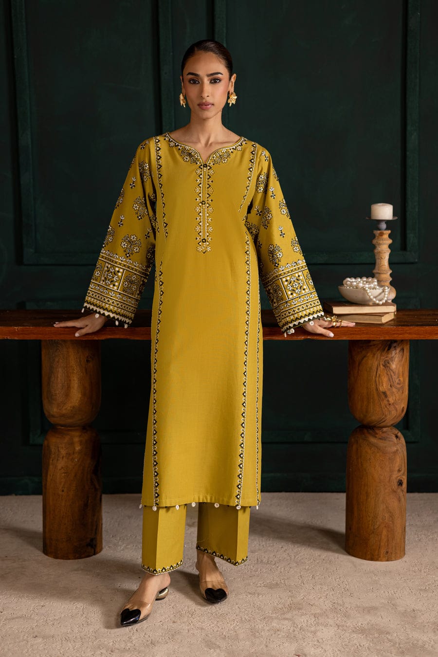 Premium Khaddar 2-Piece Embroidered Outfit